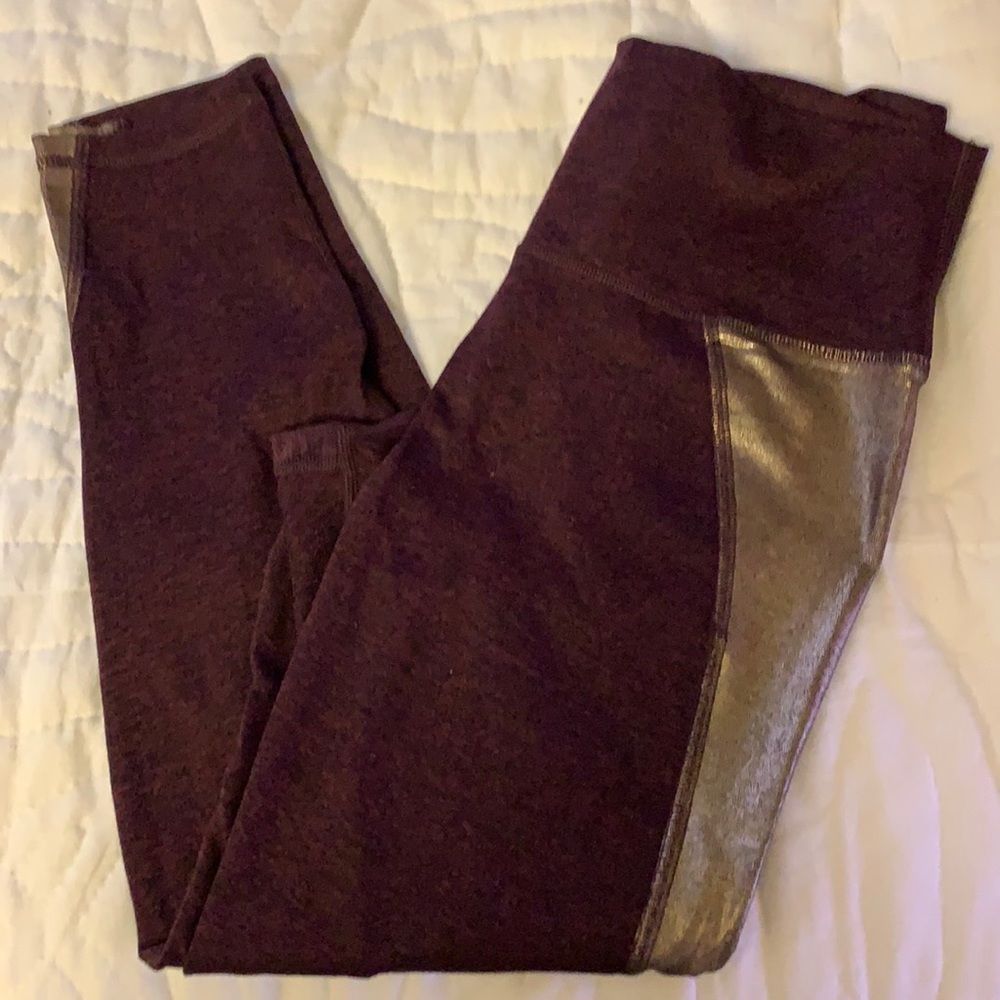 Aerie Burgundy Gold Leggings L